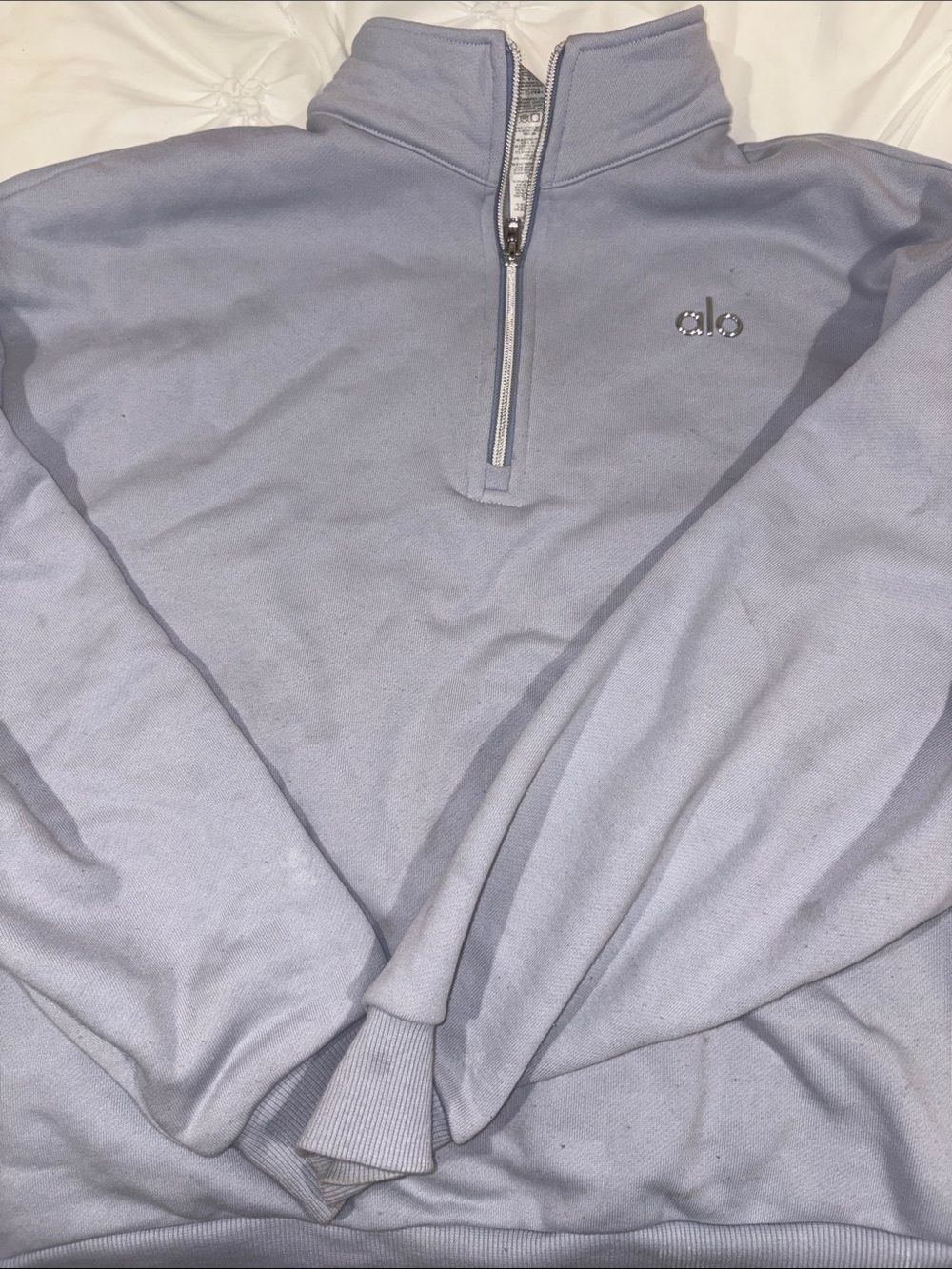 ALO Yoga women’s Half-Zip Pullover in Light Lavender